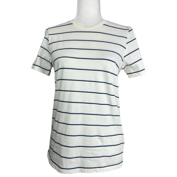 Everlane Tops - Everlane Organic‎ Cotton Striped Crew T-Shirt White Blue Black M F-T-OCTN-CR-SS